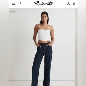 Madewell Pleated Poplin Tube Top – White Textured